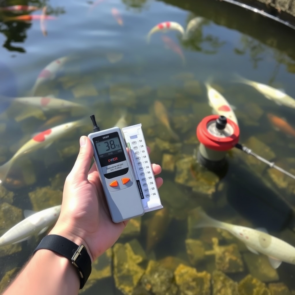 Pengukuran kualitas air kolam benih dengan pH meter dan alat uji